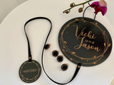 Black wooden engraved photo hangers