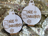 Naughty and nice bauble scene setter tokens