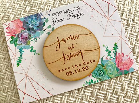 Combined save the date magnet and backing card set