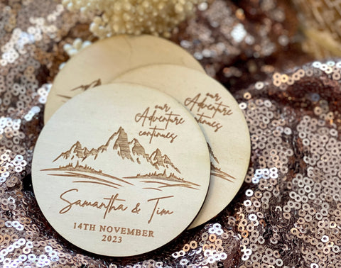 Mountain design save the date magnets