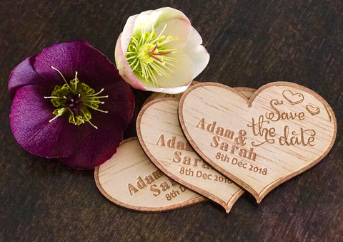 Heart shaped Save the Date magnets