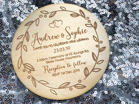 Olive wreath Wedding Invitation