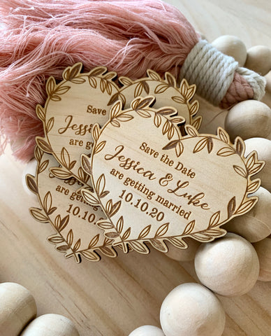 Engraved Heart save the date Magnet