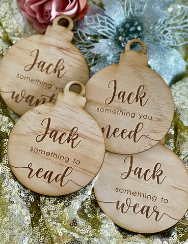Set of 4 bauble Christmas tags