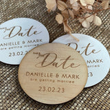 Save the date wooden magnet