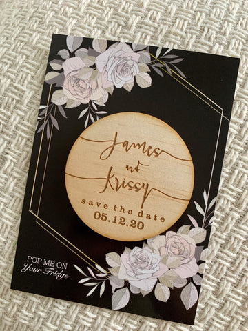 Combined save the date magnet and backing card set