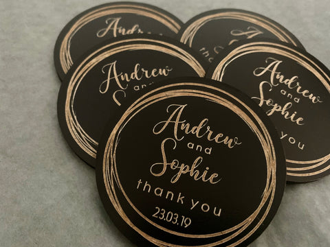 Black Engraved Thank you Favours