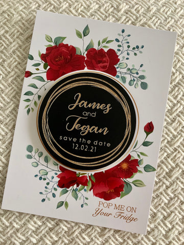 Combined save the date magnet and backing card set