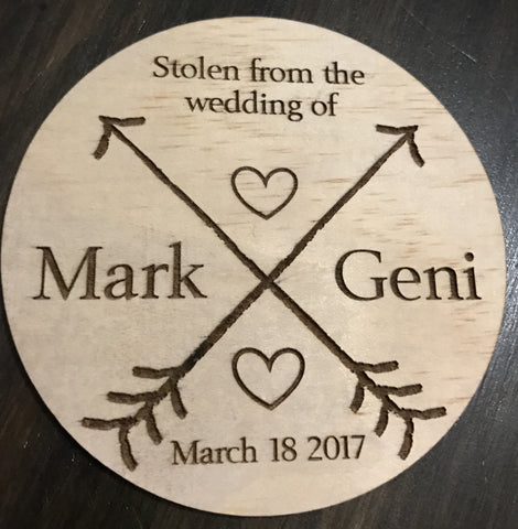Coasters stollen from the wedding of