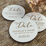 Save the date wooden magnet