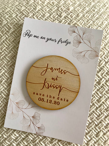 Combined save the date magnet and backing card set