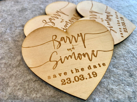 Heart shaped save the date magnets