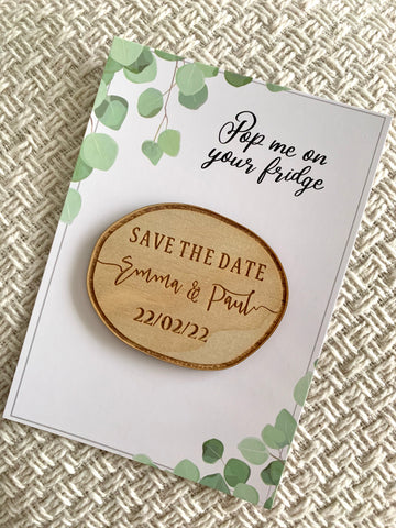 Combined save the date magnet and backing card set
