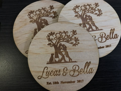 Love Tree engraved Coasters