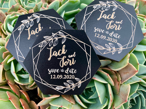 Hex shape save the date