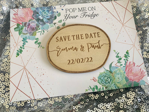Combined blush floral backing card with save the date magnet