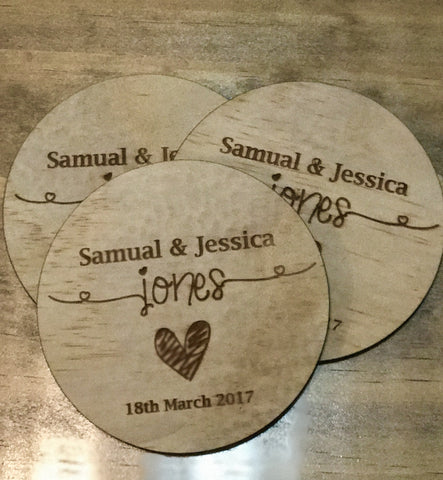 Custom coasters names with heart