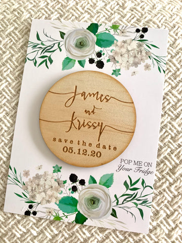 Combined save the date magnet and backing card set