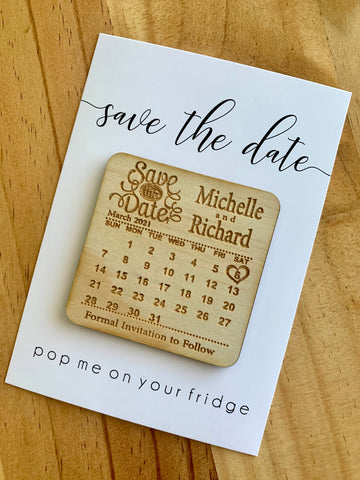 Combined save the date Magnet and backing card