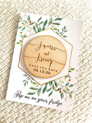 Combined save the date magnet and backing card