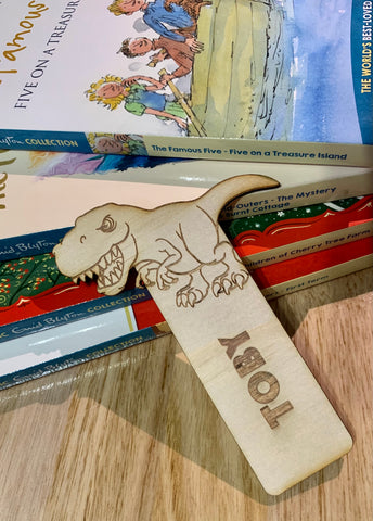 Dinosaur bookmark with custom name